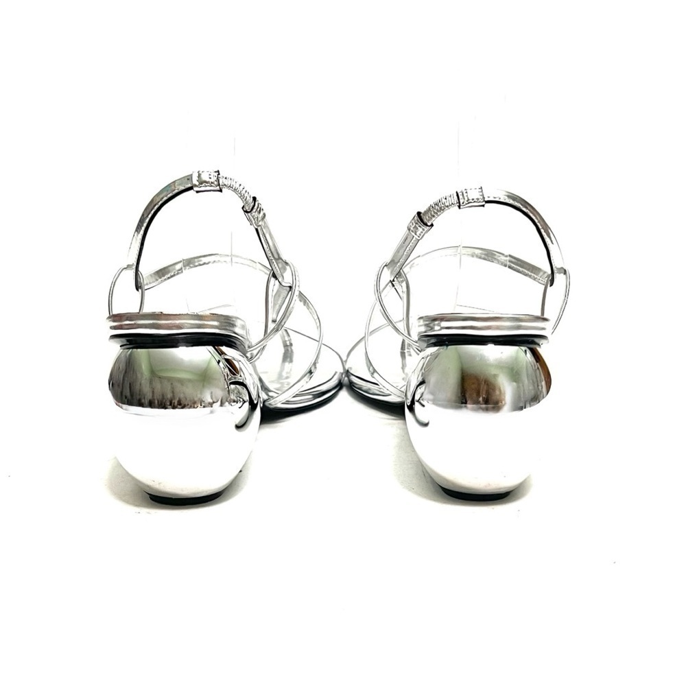 SIMON MILLER | Silver leather strappy chrome heel Moderno Sandal Pumps NWOT - Picture 7 of 8